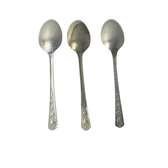 Set Of 3 Meridian Silver Plate Co. Dessert Teaspoon Spoon Vintage - Picture 7 of 15